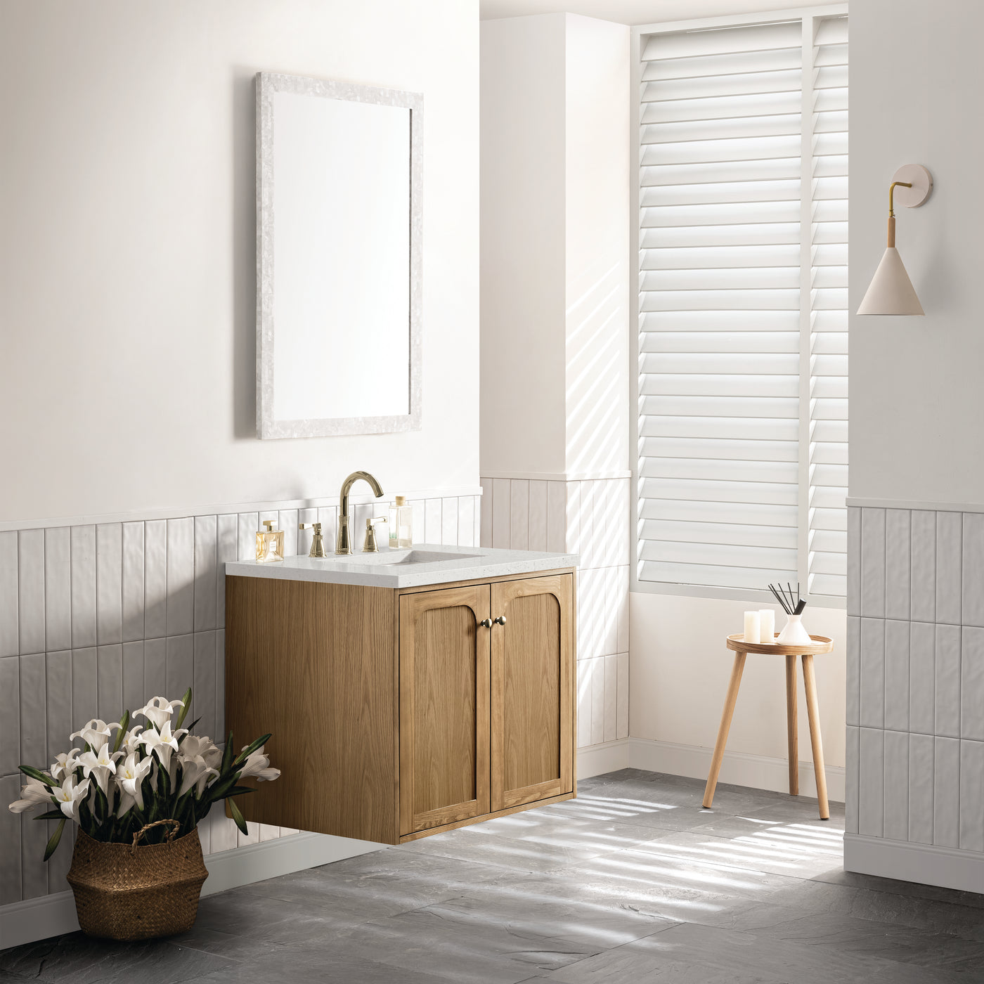 James Martin Laurent 30" Dual Mount Single Bathroom Vanity, Light Natural Oak, view 27