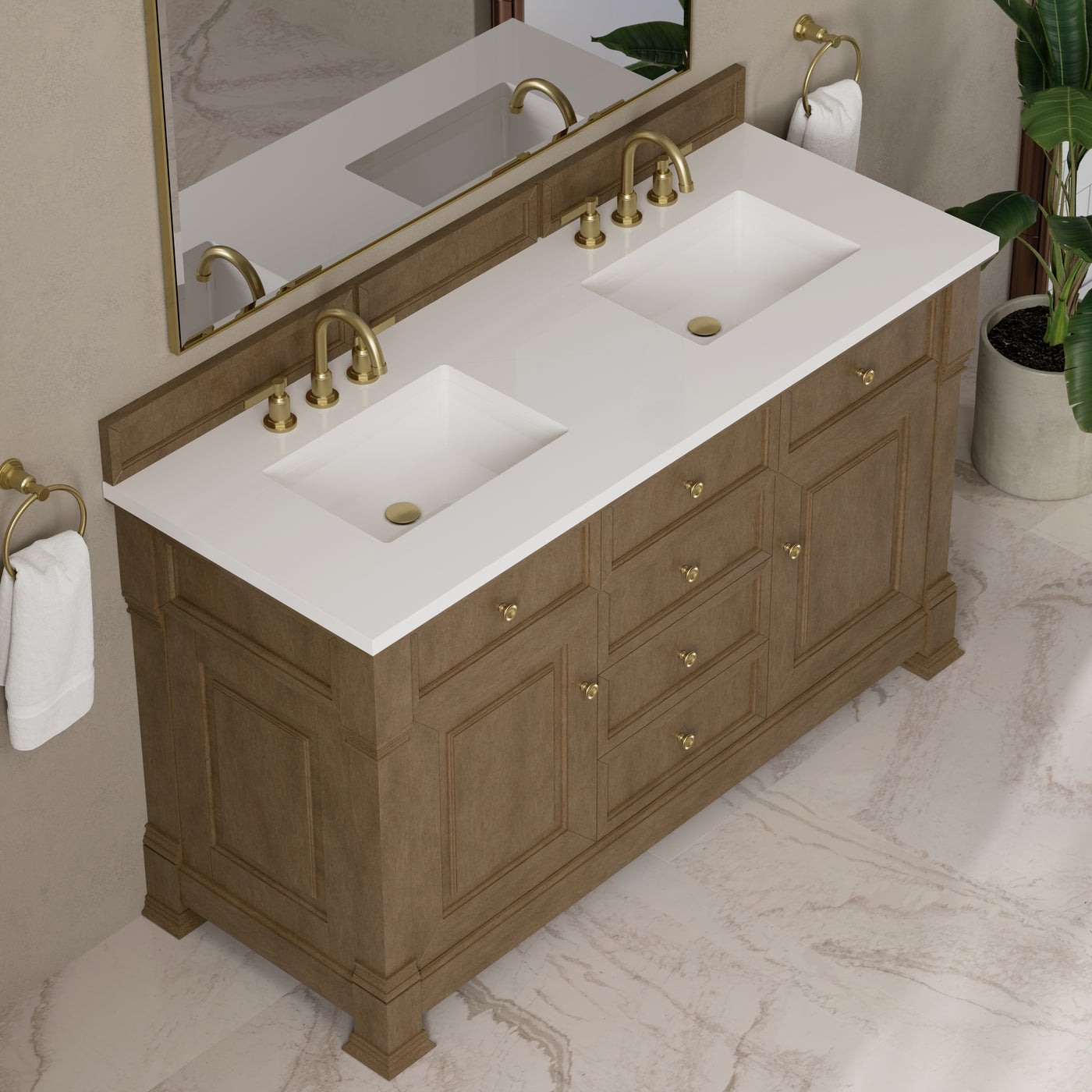 James Martin Brookfield 60" Double Bathroom Vanity, Pecan, view 27