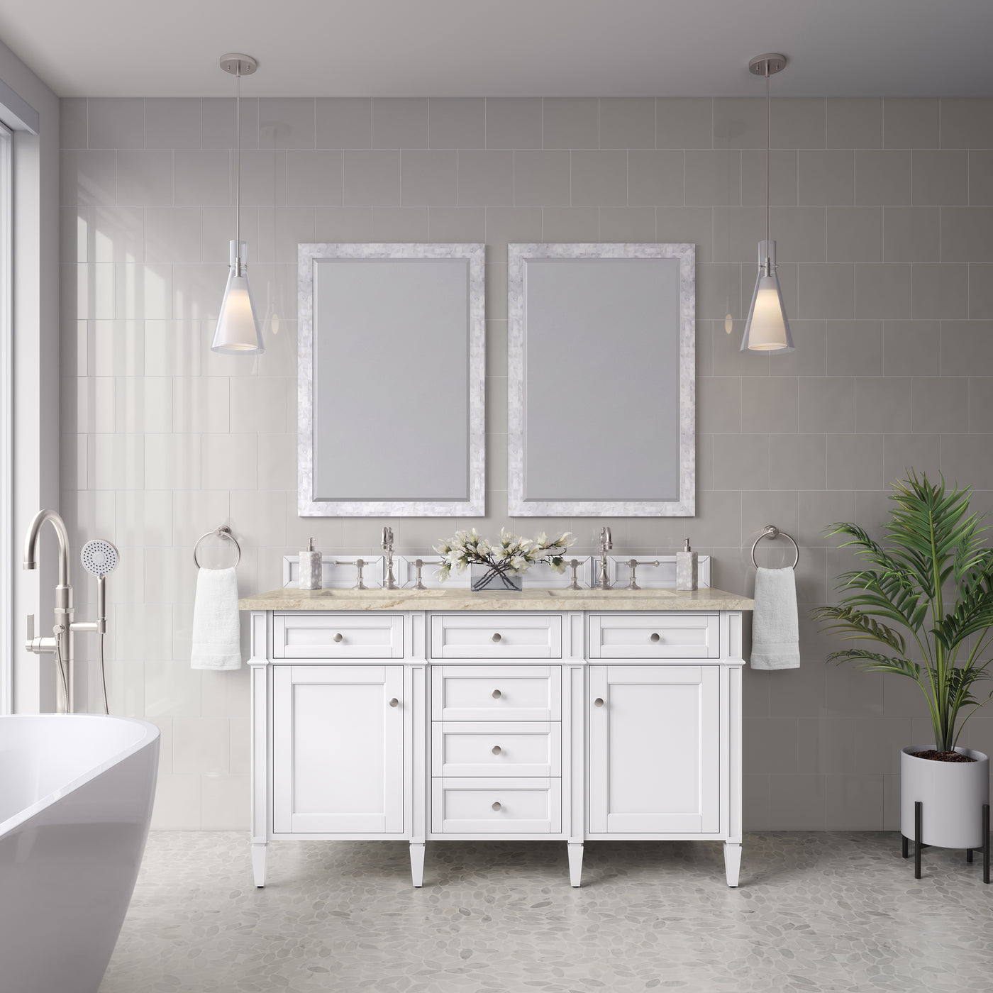 James Martin Brittany 60" Double Bathroom Vanity, Bright White, view 40