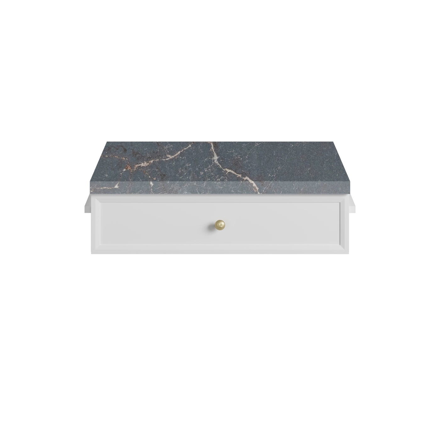 James Martin Bellshire 24" Drawer Unit, Bright White with Parisien Bleu countertop