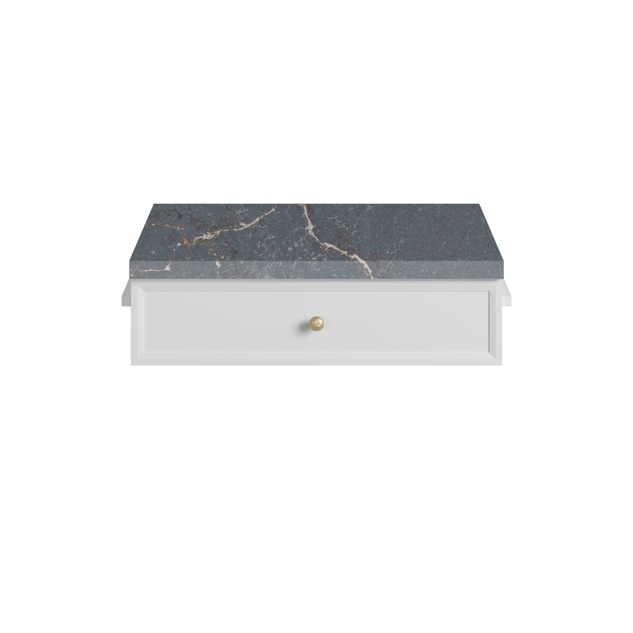James Martin Bellshire 24" Drawer Unit, Bright White with Parisien Bleu countertop