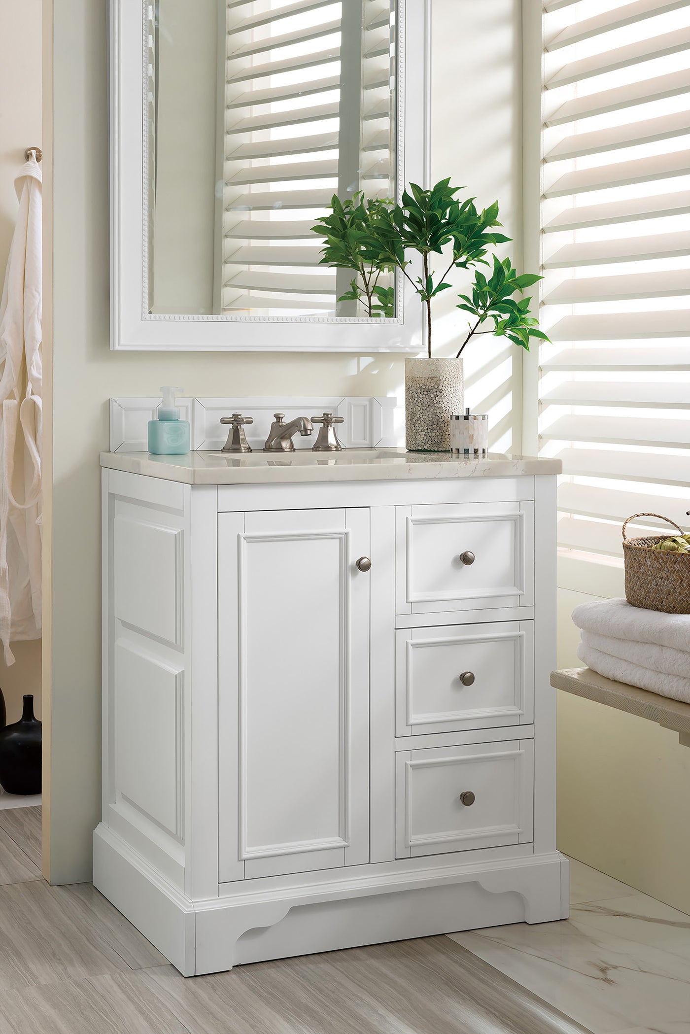 James Martin De Soto 30" Single Bathroom Vanity, Bright White, view 40