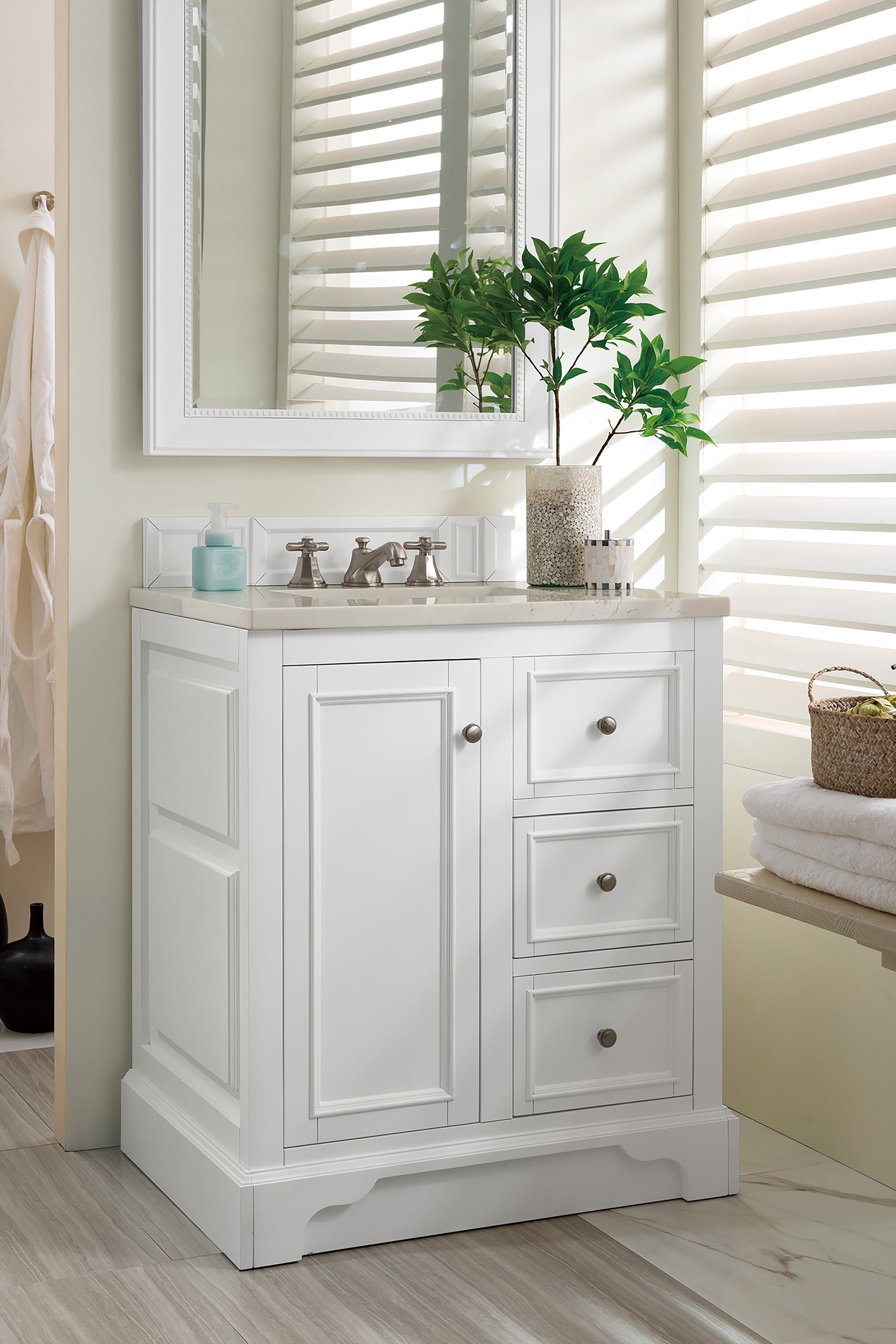 James Martin De Soto 30" Single Bathroom Vanity, Bright White, view 40