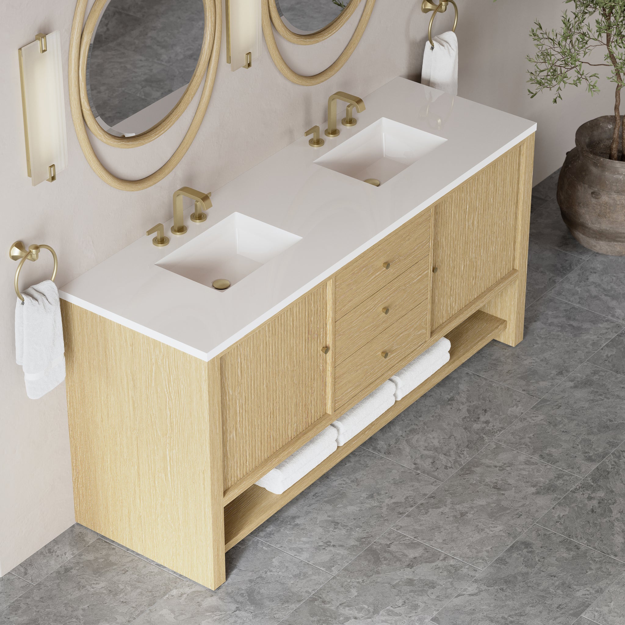 James Martin Marigot 72" Double Bathroom Vanity, Sunwashed Oak, view 37
