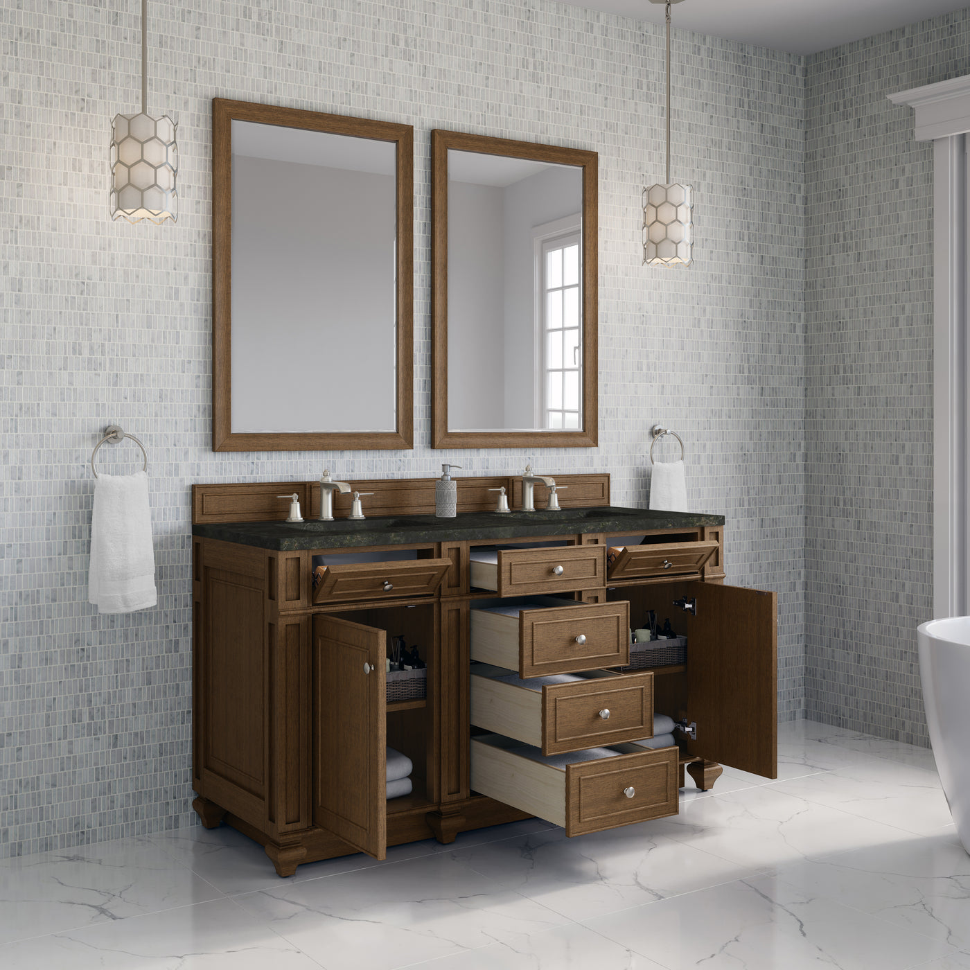 James Martin Bristol 60" Double Bathroom Vanity, Saddle Brown, view 34
