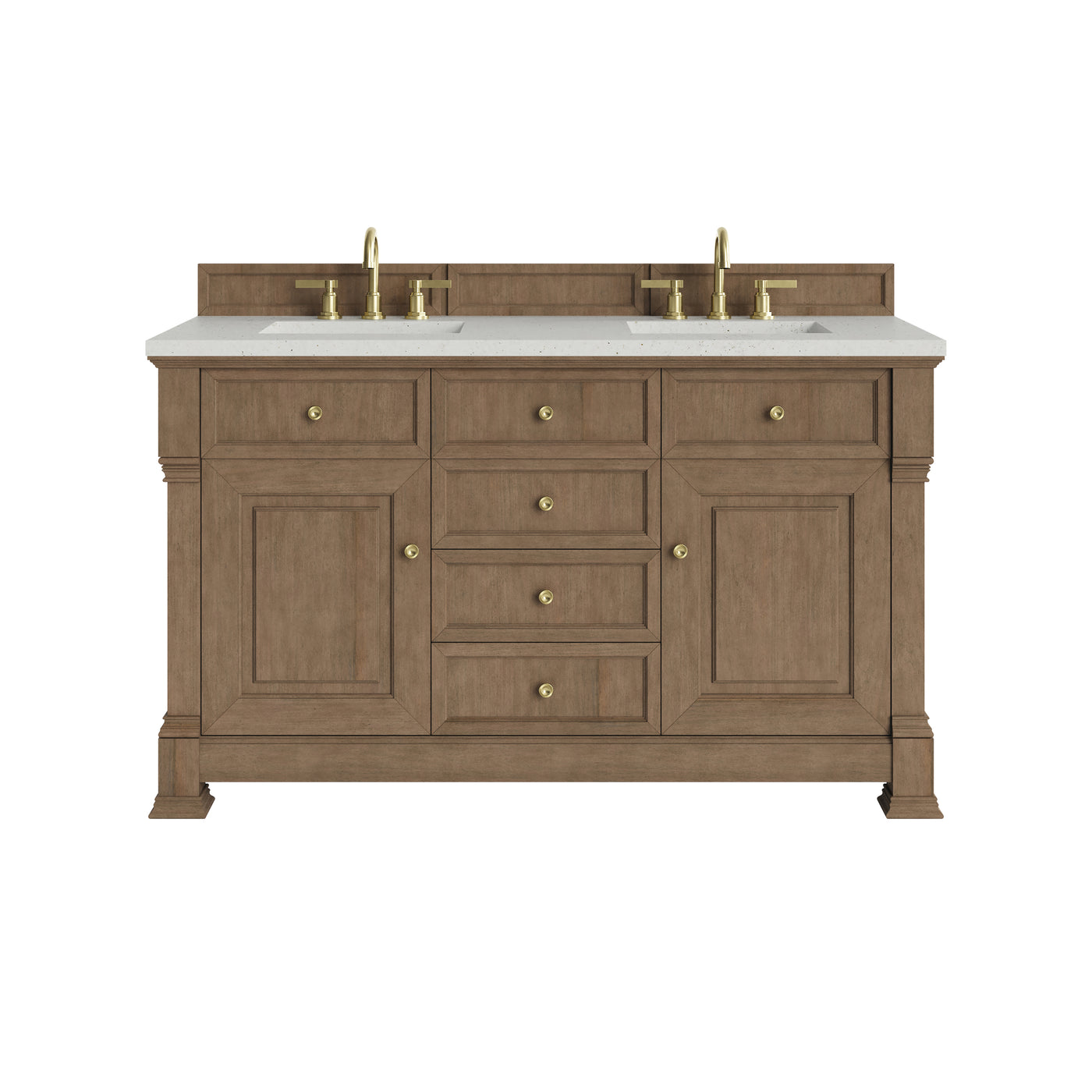 James Martin Brookfield 60" Double Bathroom Vanity, Pecan with Lime Delight countertop