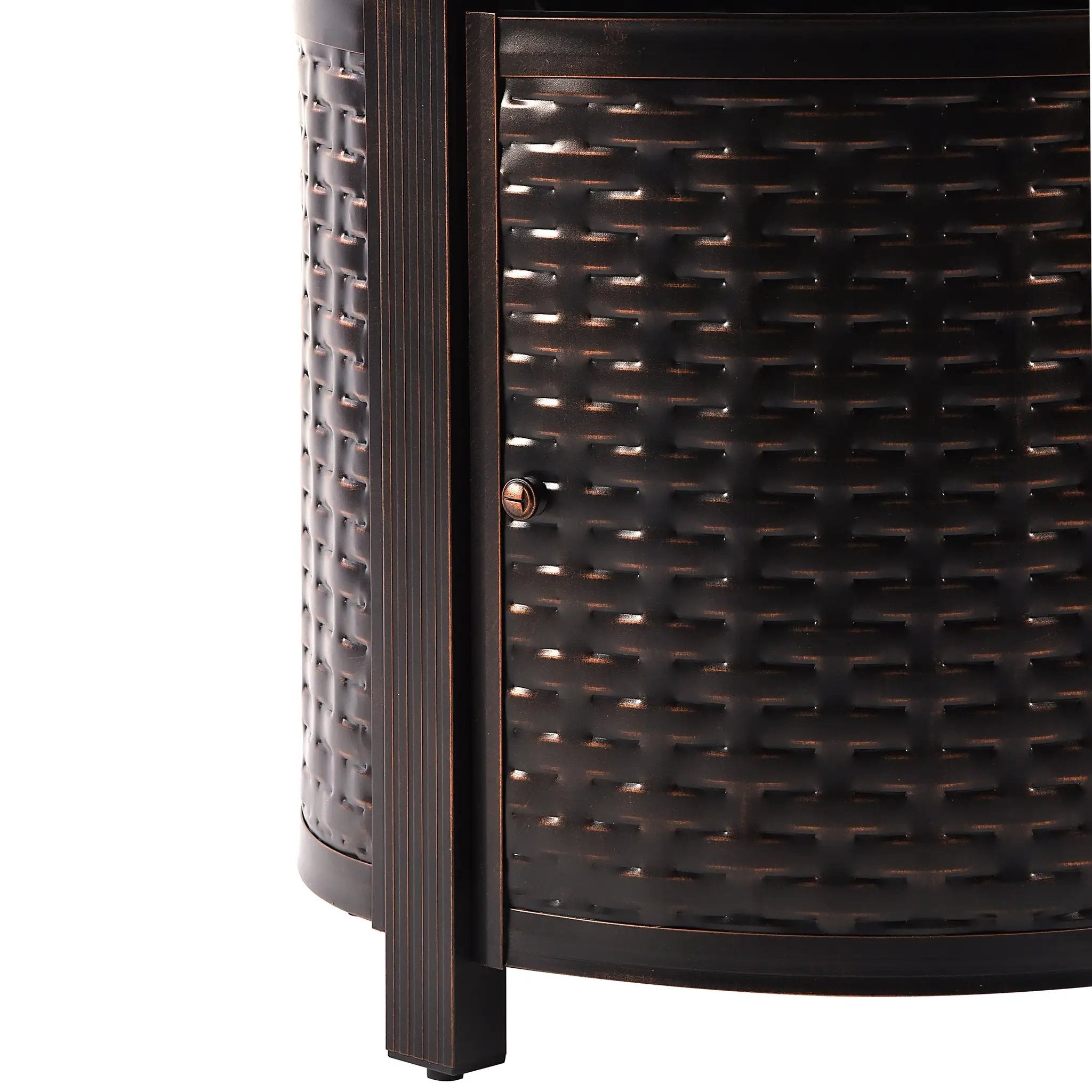 Aluminum 34-in Round Patio Fire Table Set with Swivel Rocking Chairs by Sharicks