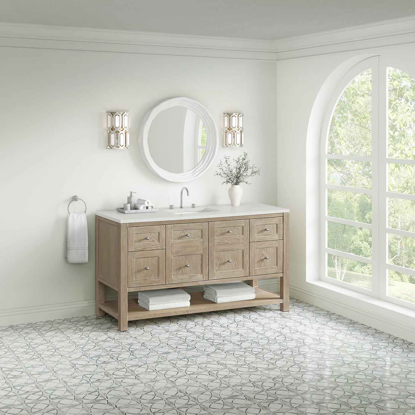 James Martin Breckenridge 60" Single Bathroom Vanity, Whitewashed Oak, view 27