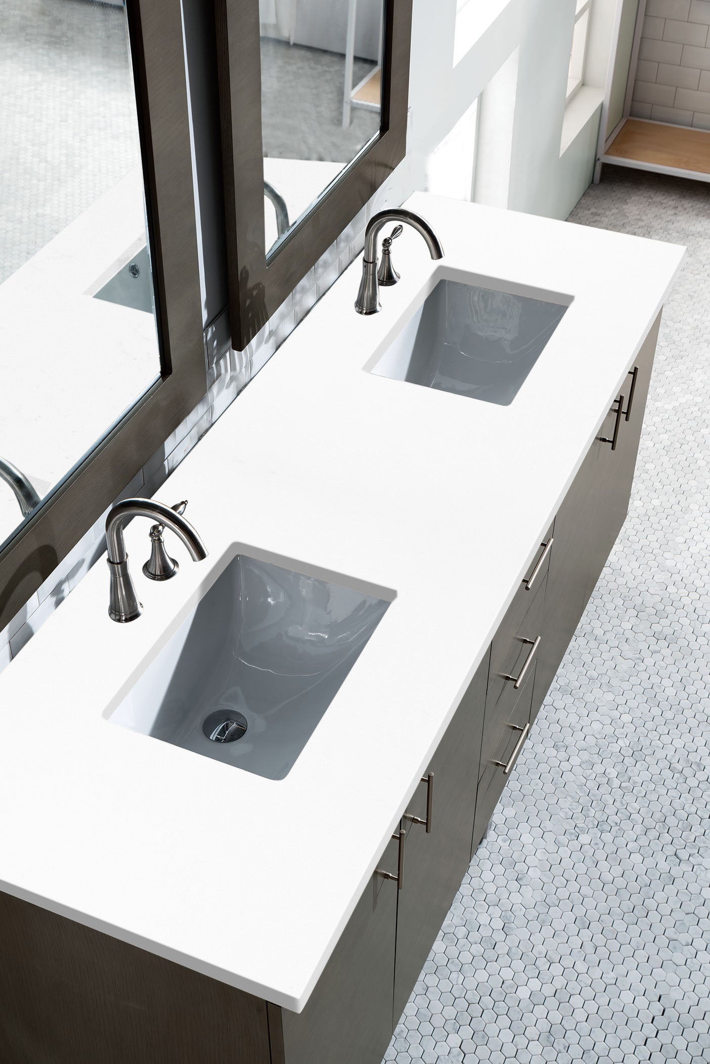 James Martin Metropolitan 72" Dual Mount Double Bathroom Vanity, Silver Oak, view 13