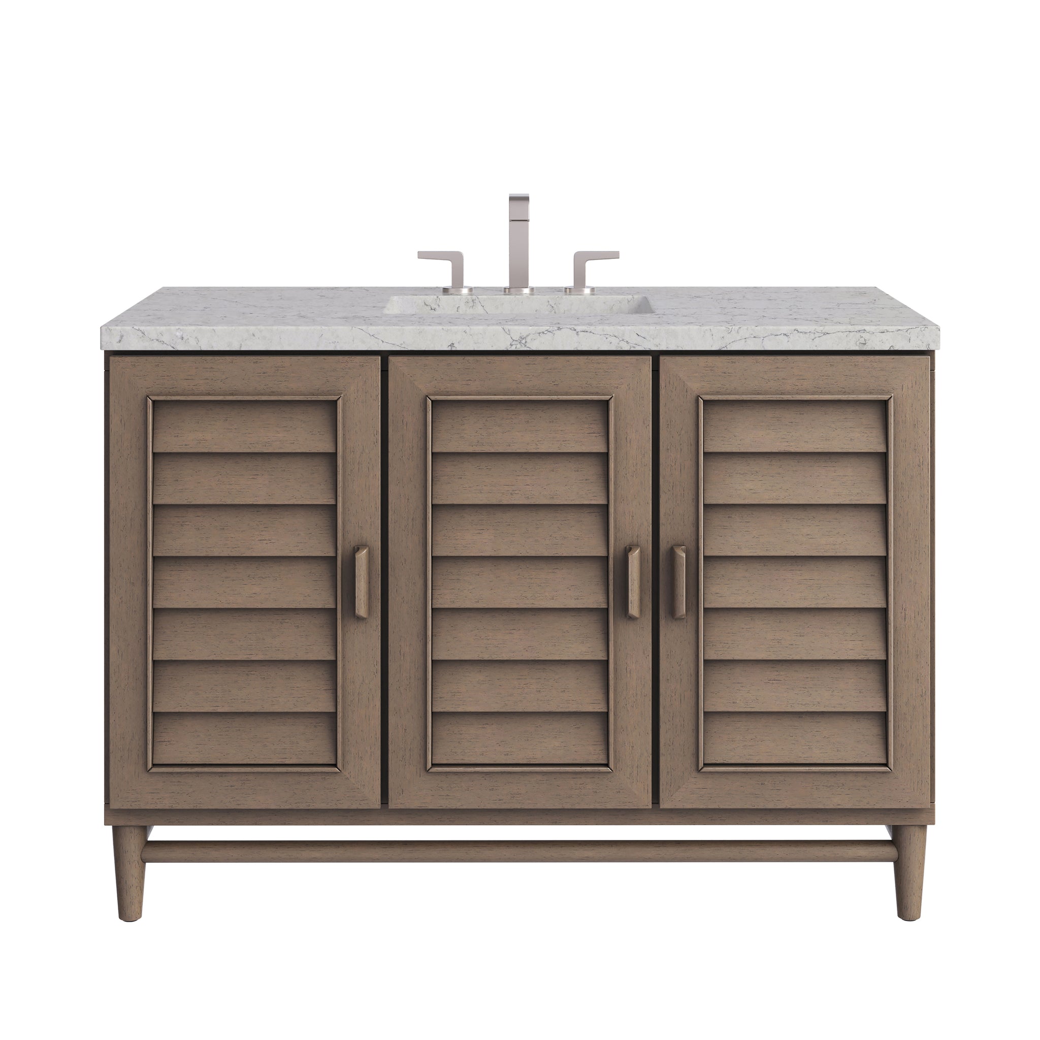 James Martin Portland 48" Single Bathroom Vanity, Whitewashed Walnut with Eternal Jasmine Pearl countertop