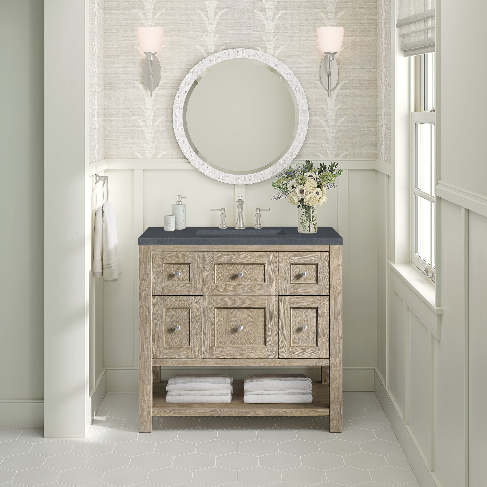 James Martin Breckenridge 36" Single Bathroom Vanity, Whitewashed Oak, view 36