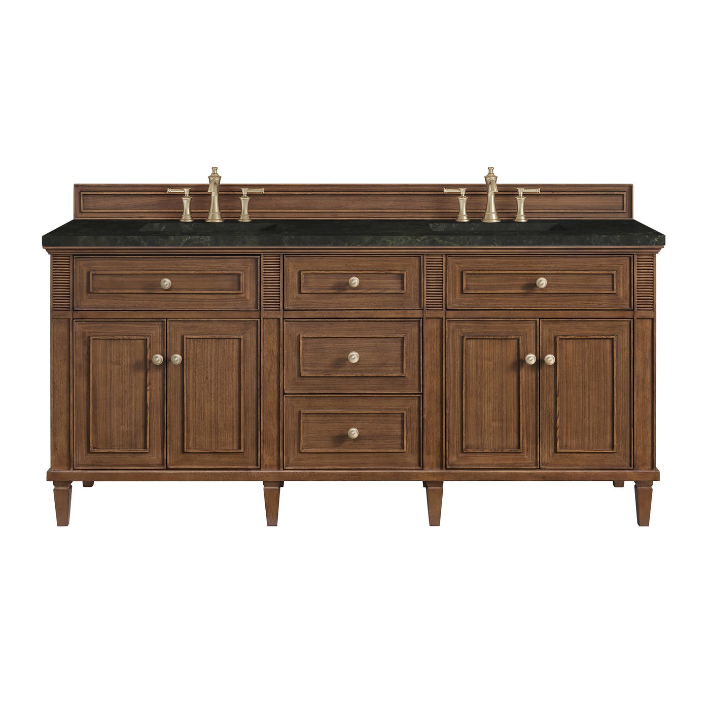 James Martin Lorelai 72" Double Bathroom Vanity, Mid-Century Walnut with Phantome countertop