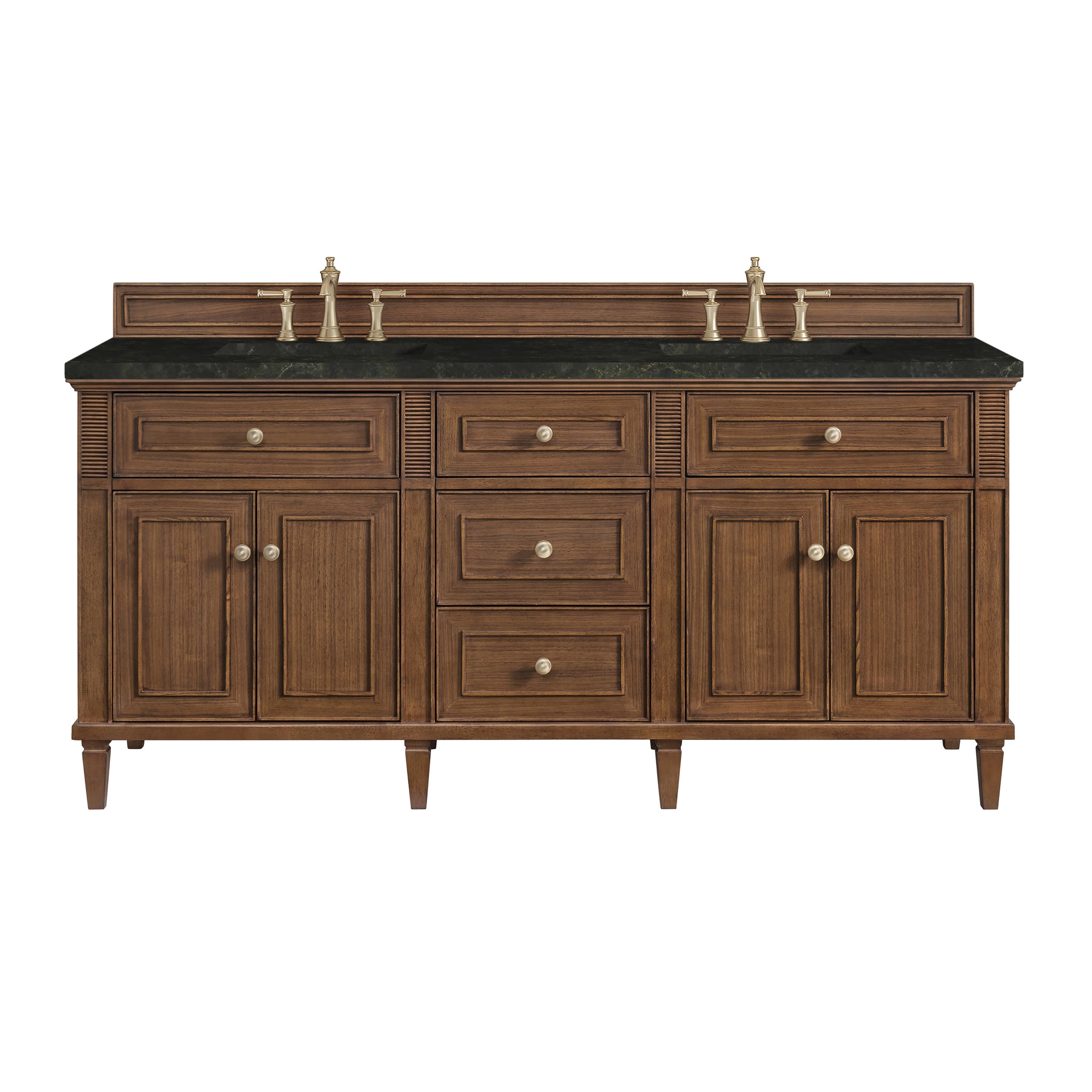 James Martin Lorelai 72" Double Bathroom Vanity, Mid-Century Walnut with Phantome countertop