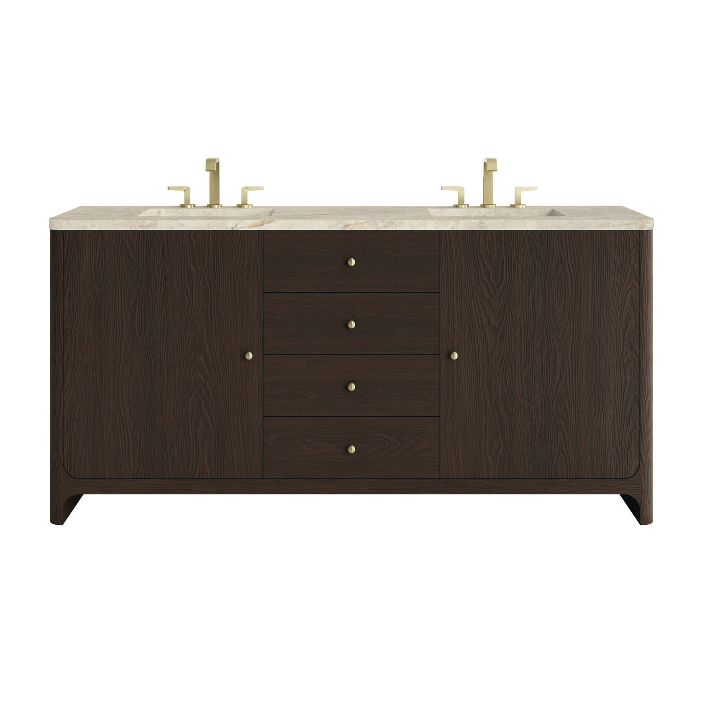 James Martin Gracyn 72" Double Bathroom Vanity, Sable with Tajnar (Widespread) countertop