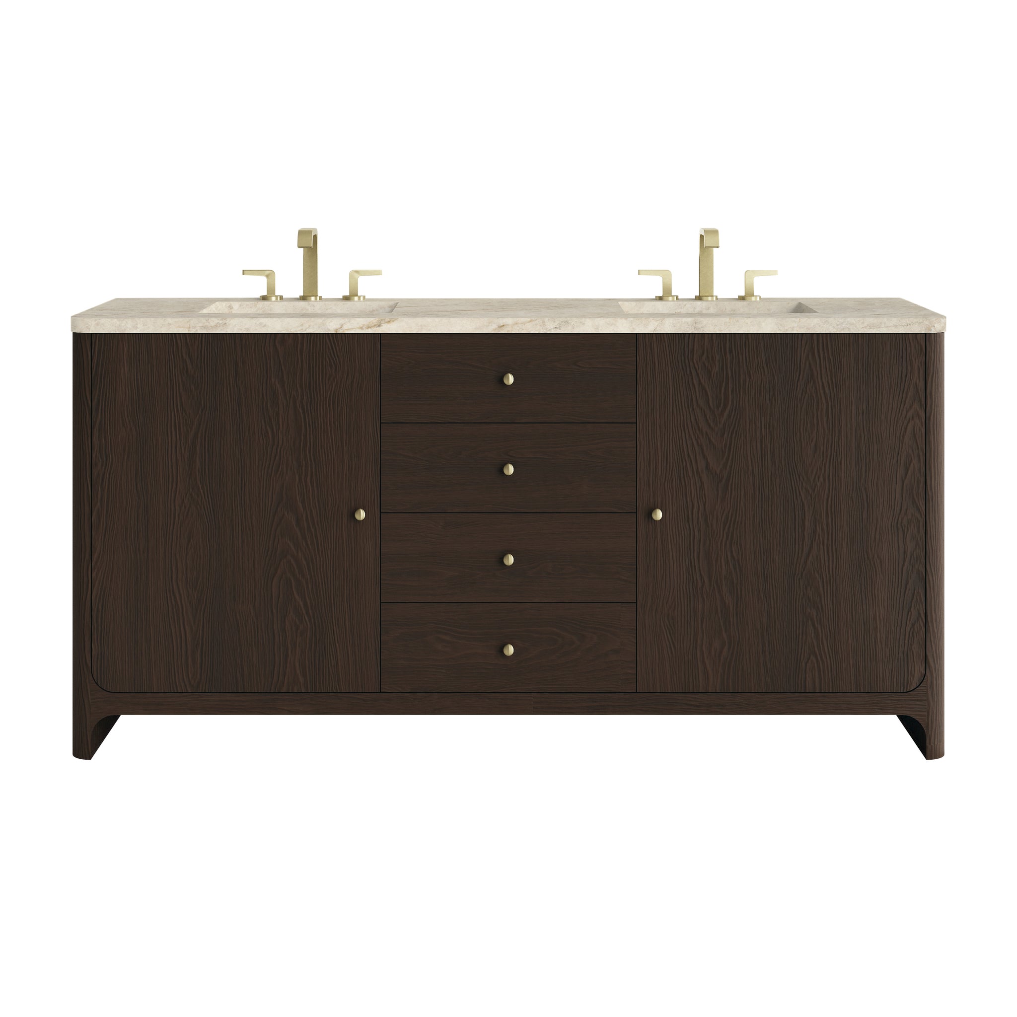 James Martin Gracyn 72" Double Bathroom Vanity, Sable with Tajnar (Widespread) countertop
