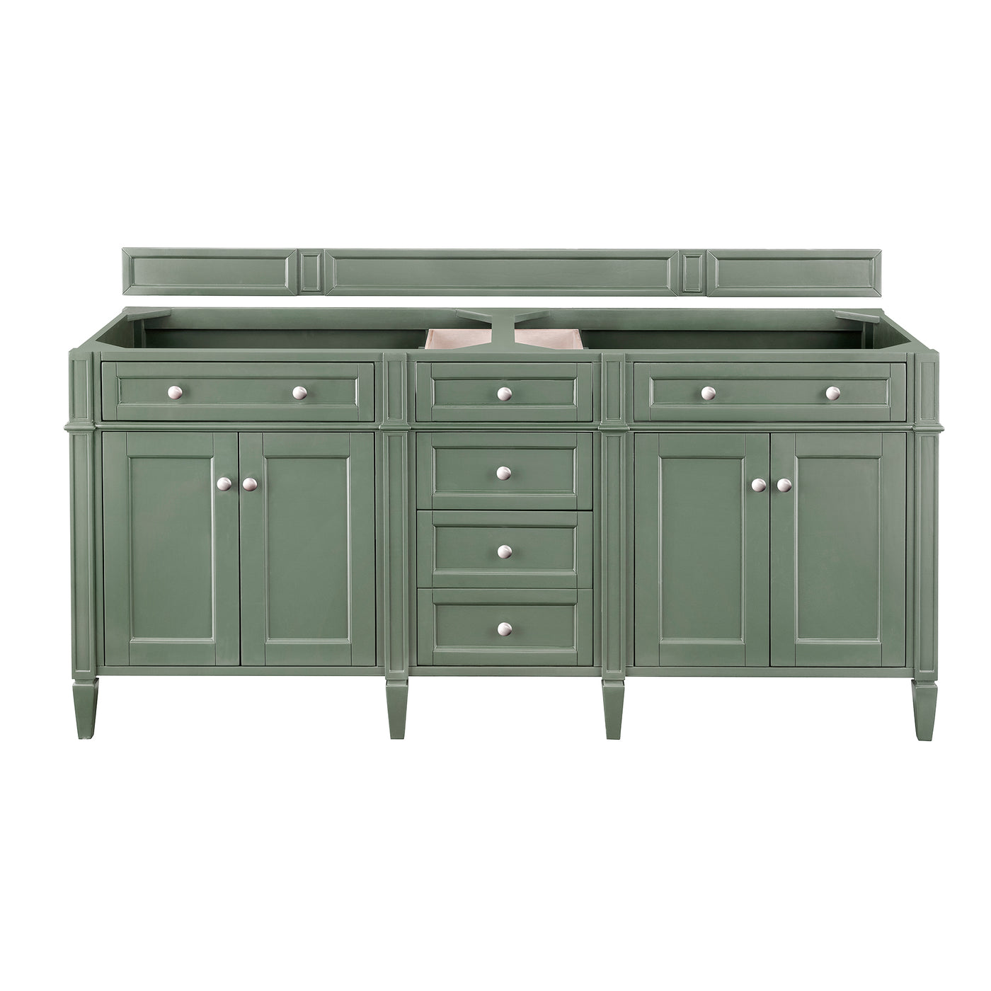 James Martin Brittany 72" Double Bathroom Vanity, Smokey Celadon, cabinet without a countertop