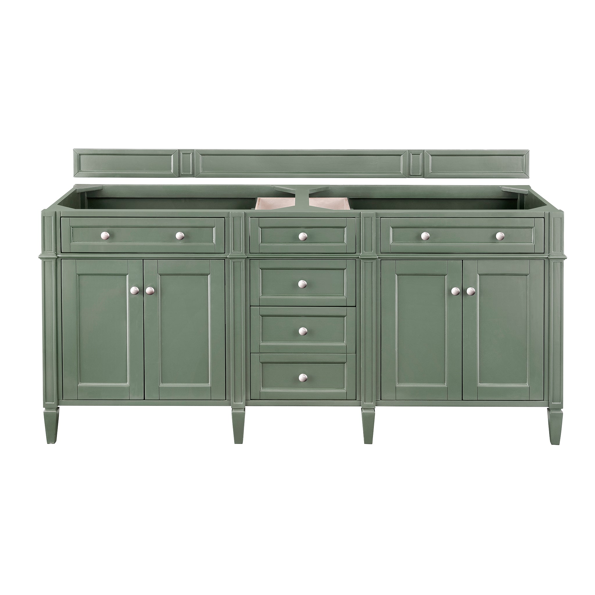 James Martin Brittany 72" Double Bathroom Vanity, Smokey Celadon, cabinet without a countertop