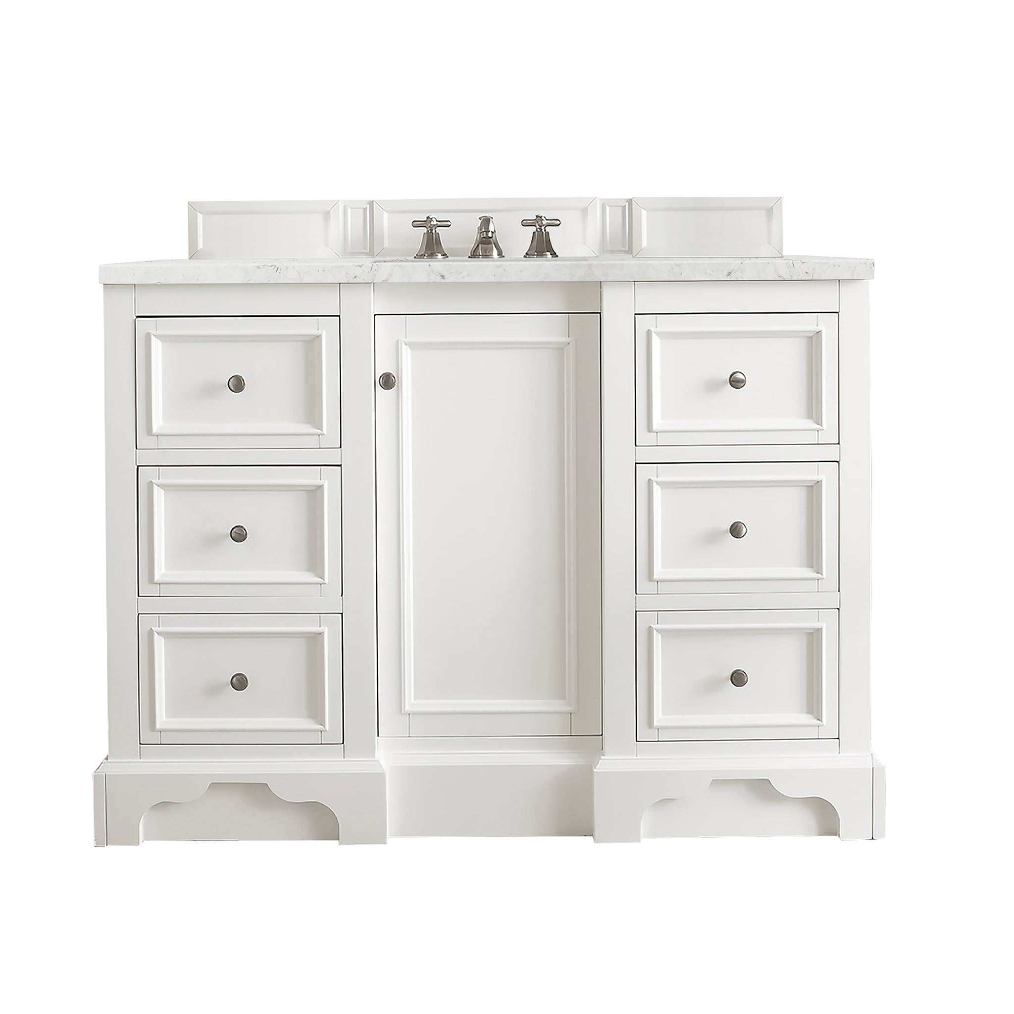 James Martin De Soto 48" Single Bathroom Vanity, Bright White with Eternal Jasmine Pearl countertop