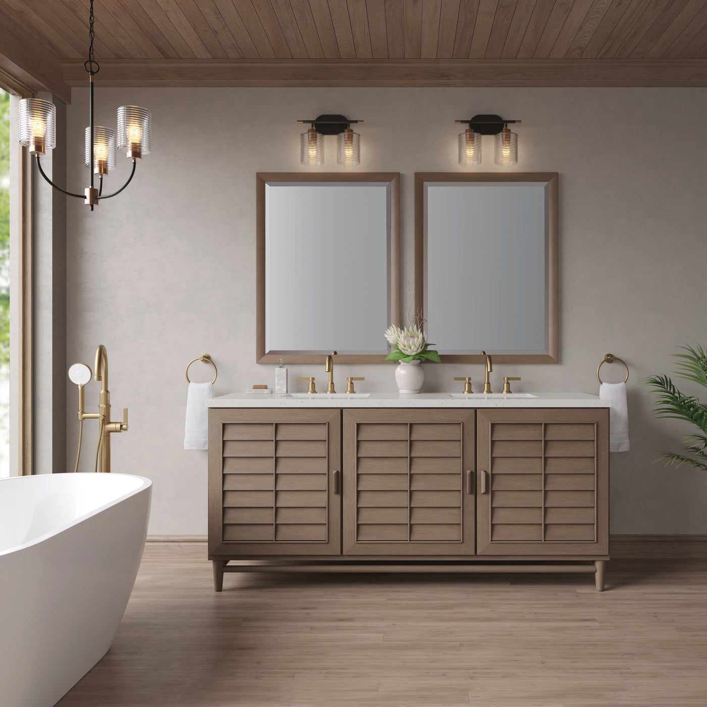 James Martin Portland 72" Double Bathroom Vanity, Whitewashed Walnut, view 32