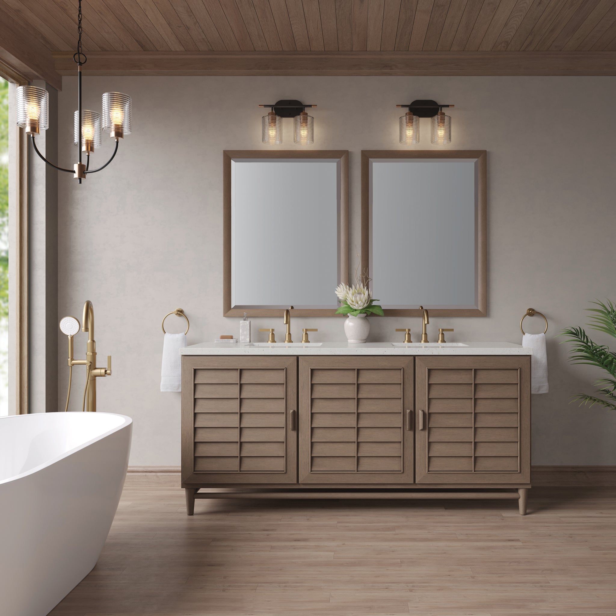 James Martin Portland 72" Double Bathroom Vanity, Whitewashed Walnut, view 32