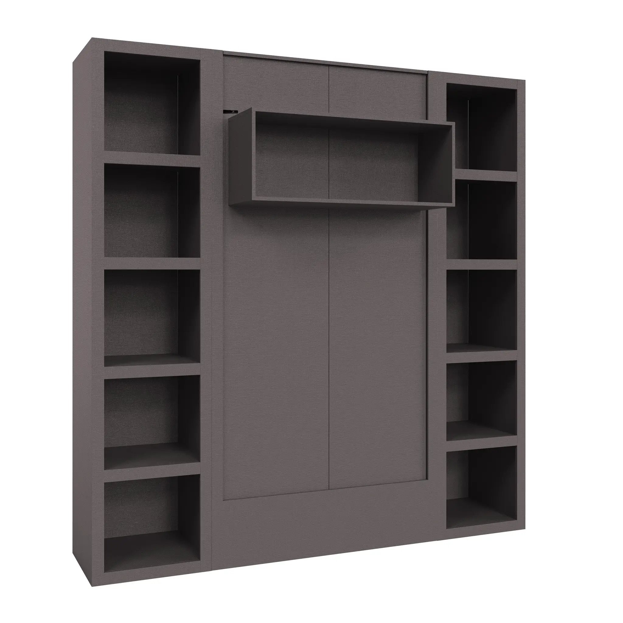 Easy-Lift Twin Murphy Wall Bed in Dark Grey with Two Bookshelves by Sharicks