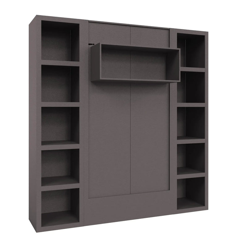 Easy-Lift Twin Murphy Wall Bed in Dark Grey with Two Bookshelves by Sharicks