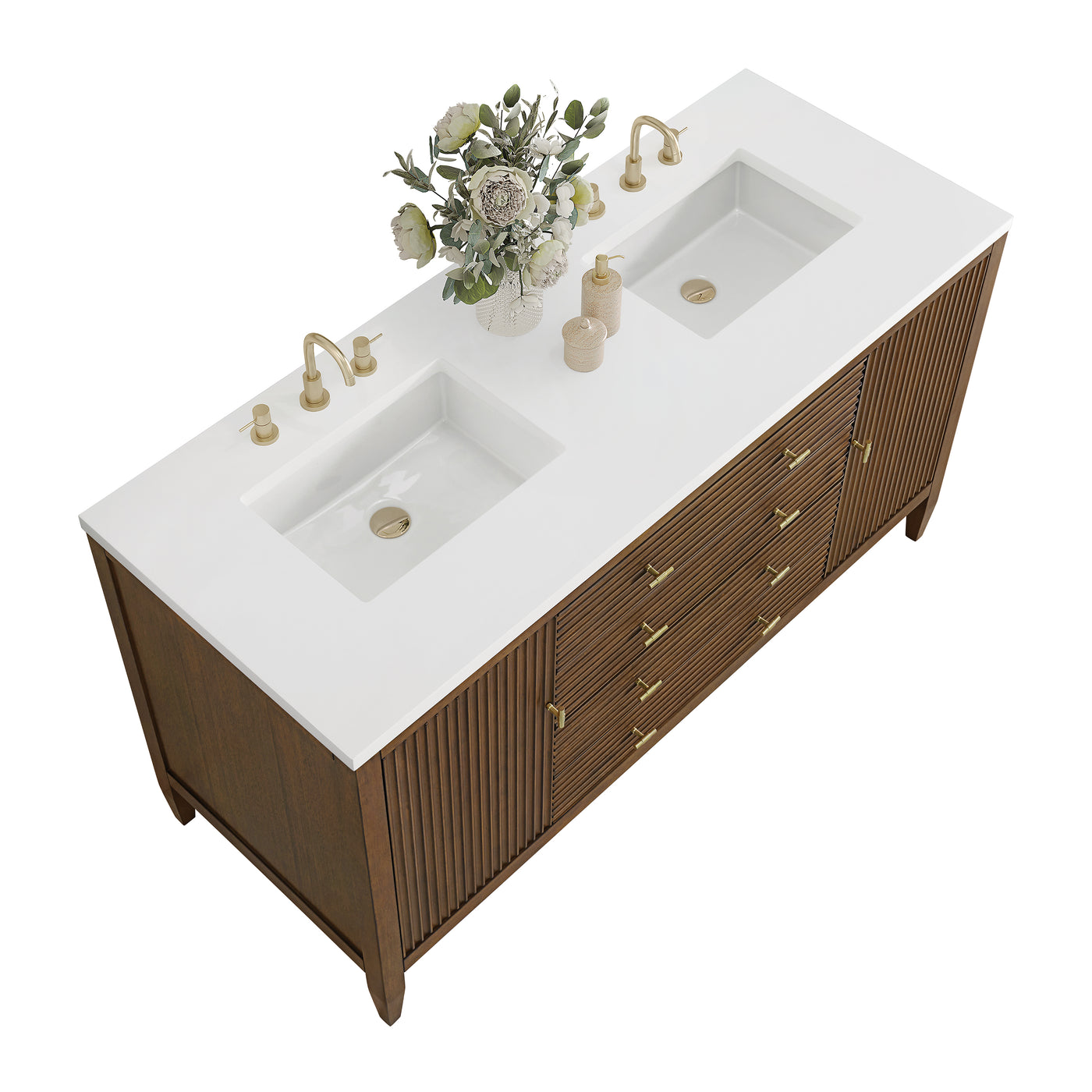 James Martin Myrrin 60" Double Bathroom Vanity, Mid-Century Walnut, view 26
