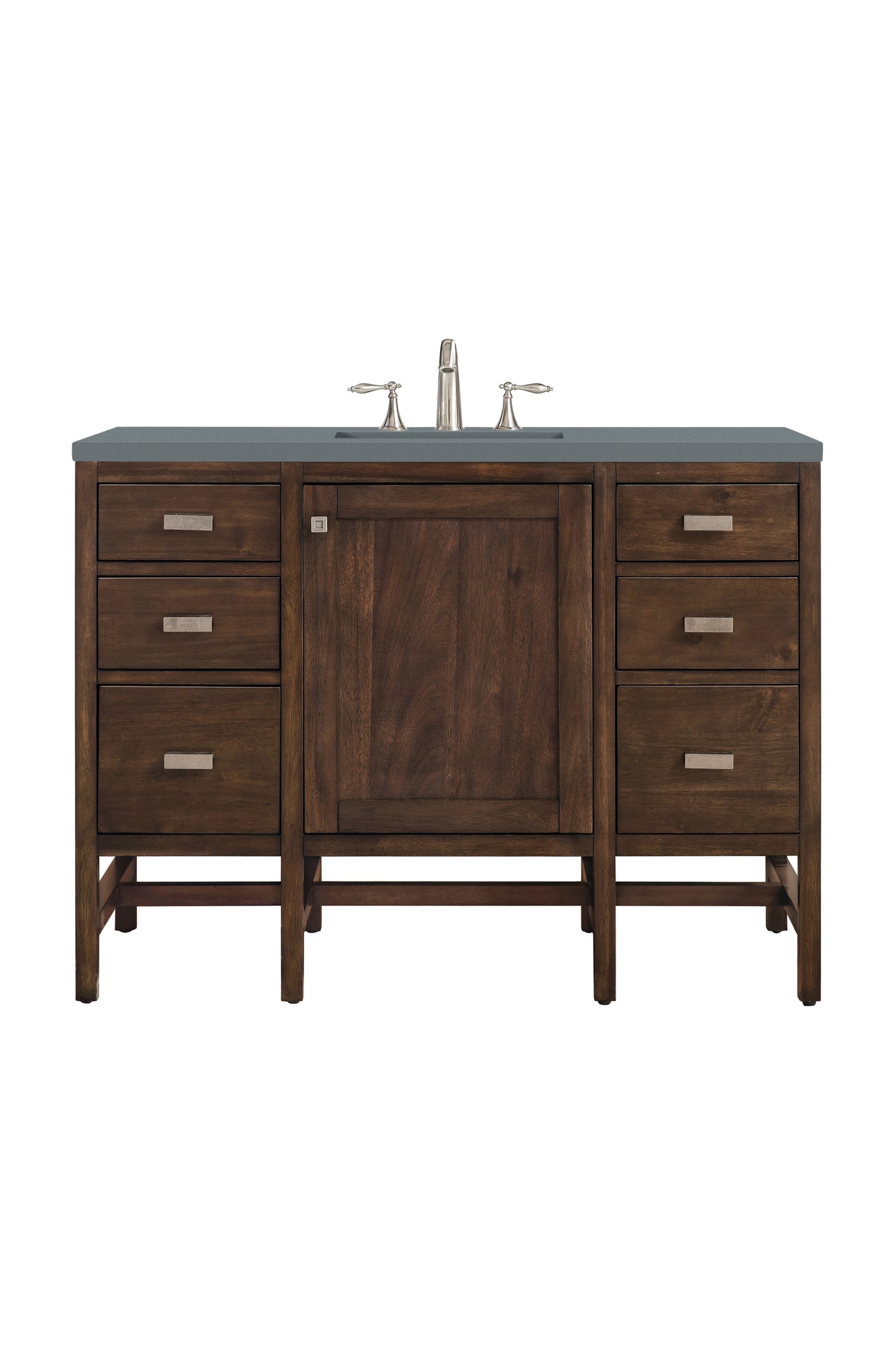 James Martin Addison 48" Single Bathroom Vanity, Mid-Century Acacia with Cala Blue countertop