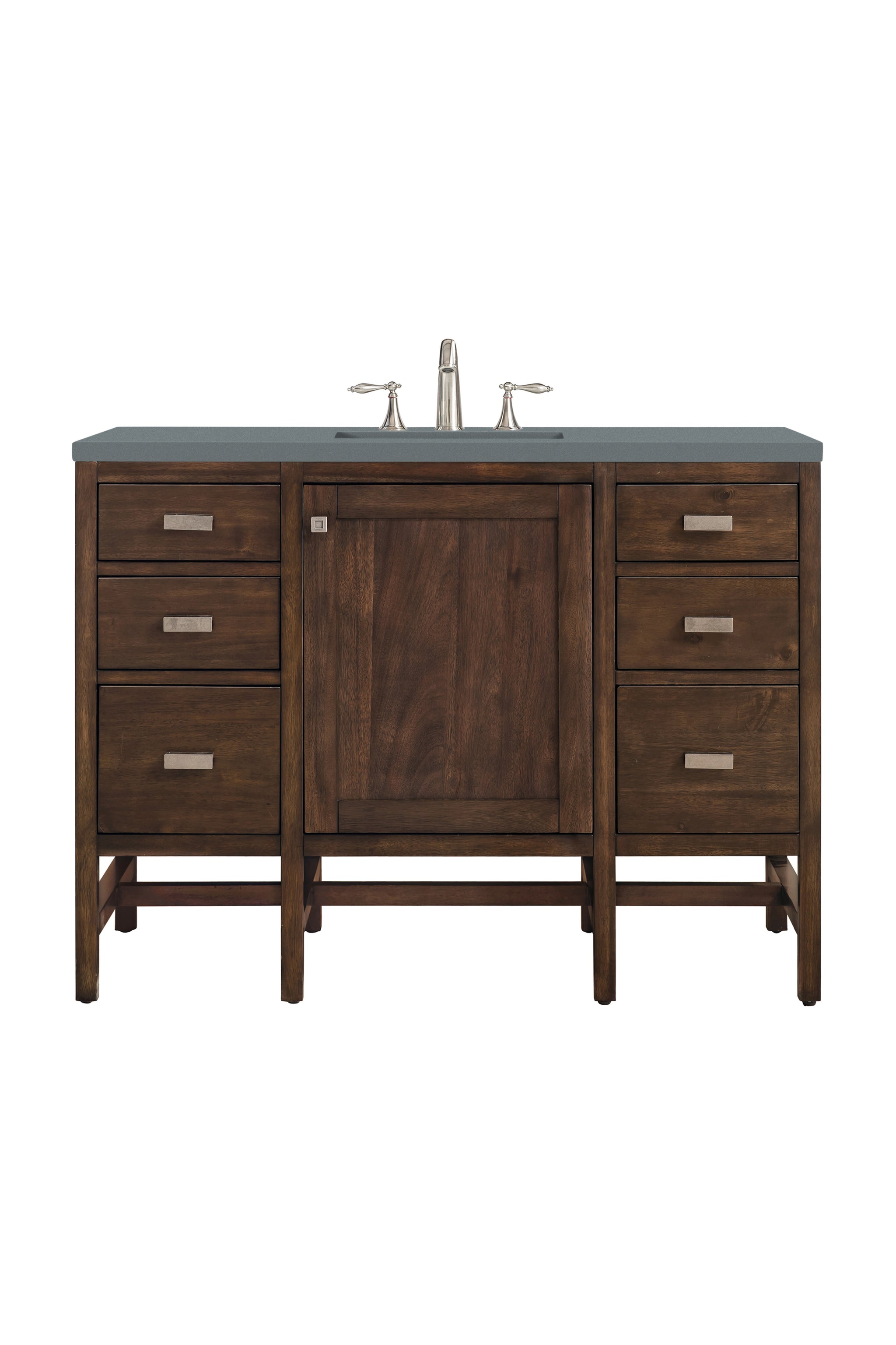 James Martin Addison 48" Single Bathroom Vanity, Mid-Century Acacia with Cala Blue countertop