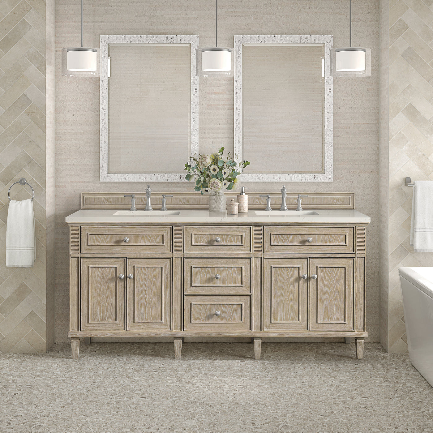 James Martin Lorelai 72" Double Bathroom Vanity, Whitewashed Oak, view 40