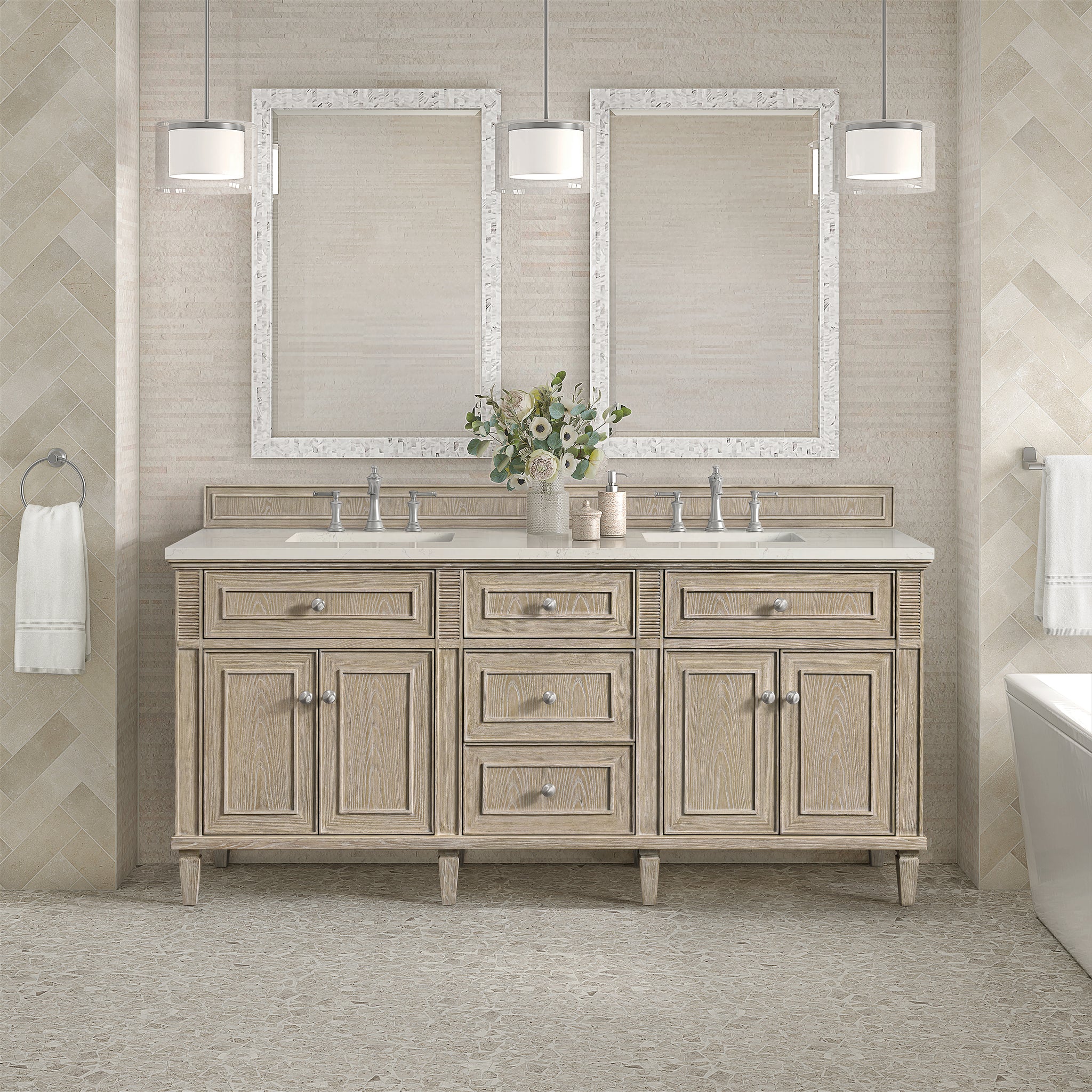 James Martin Lorelai 72" Double Bathroom Vanity, Whitewashed Oak, view 40