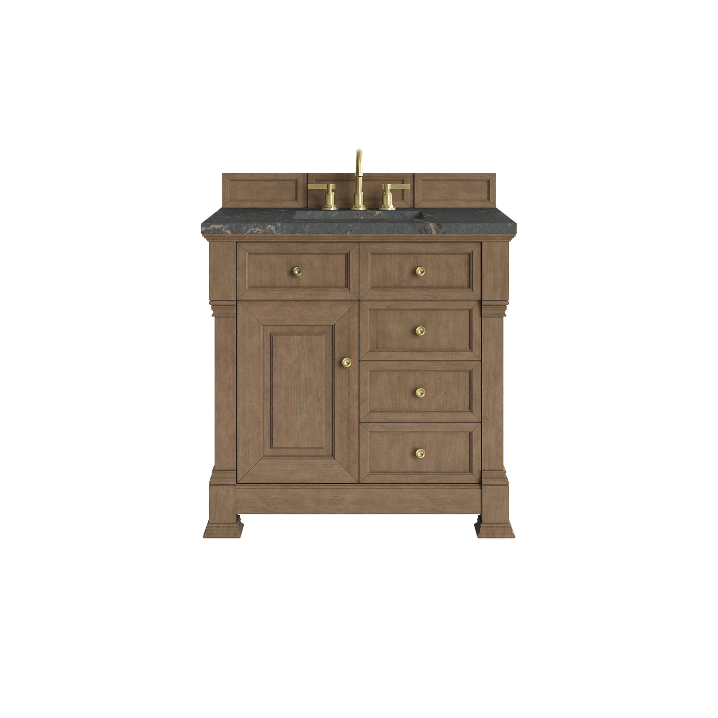 James Martin Brookfield 36" Single Bathroom Vanity, Pecan with Parisien Bleu countertop