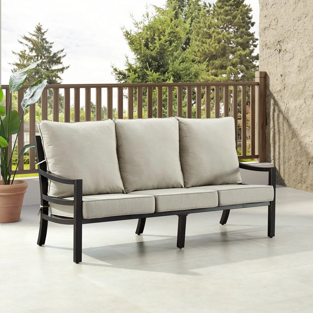 Black Aluminum Deep Seating Sofa with Cushions by Sharicks