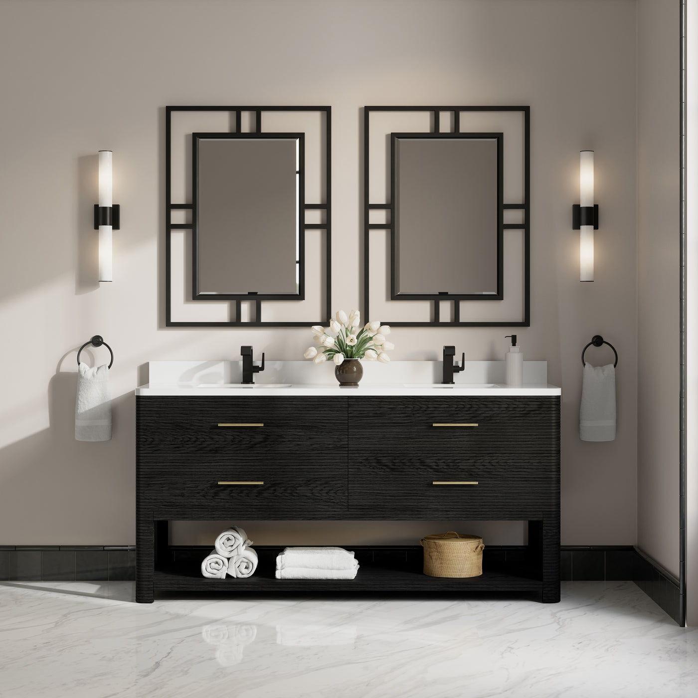 James Martin Lucian 72" Double Bathroom Vanity, Carbon Oak, view 21