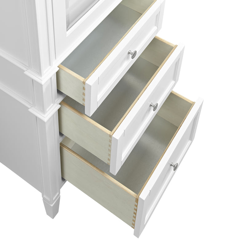 James Martin Brittany Linen Cabinet, Bright White, view 11