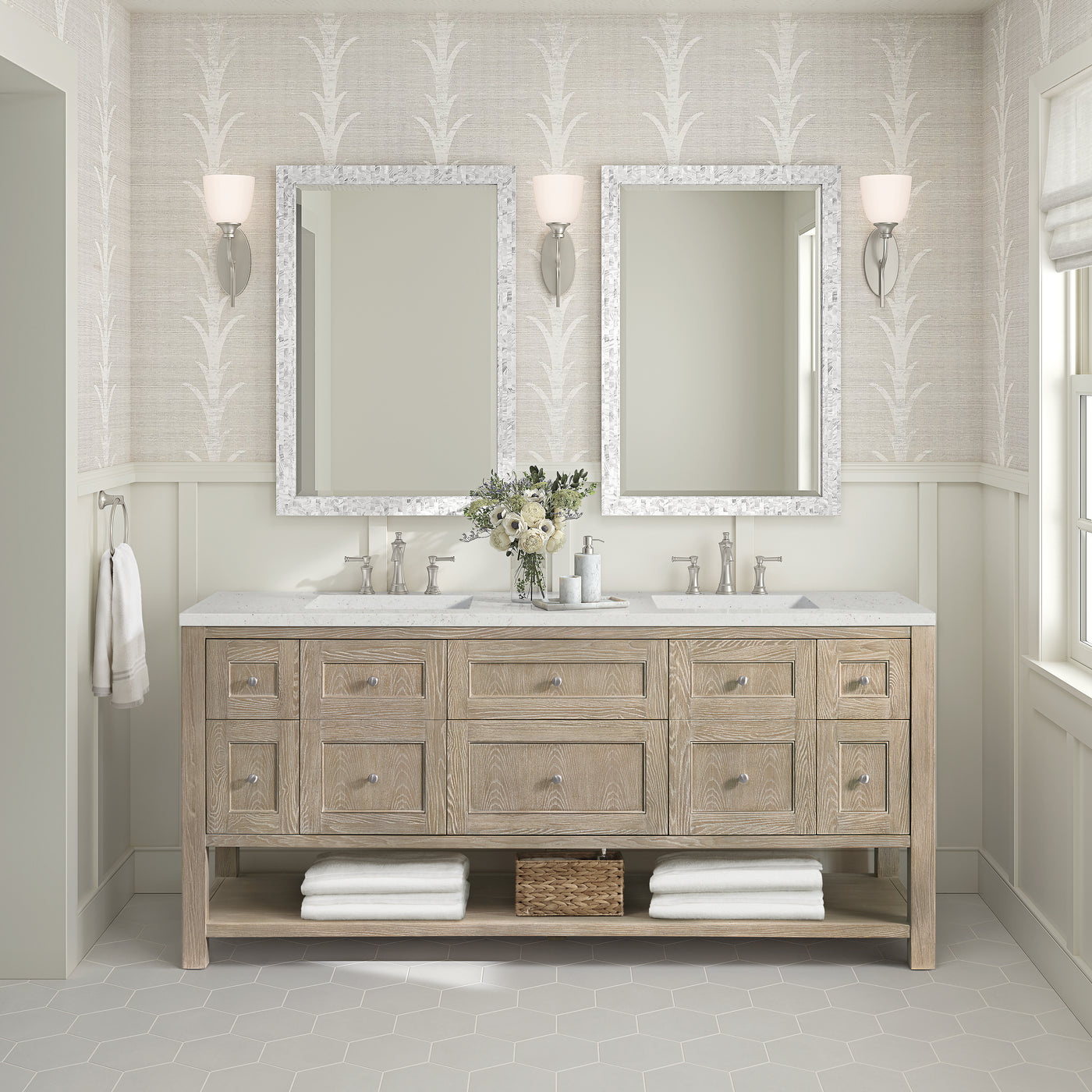 James Martin Breckenridge 72" Double Bathroom Vanity, Whitewashed Oak, view 28