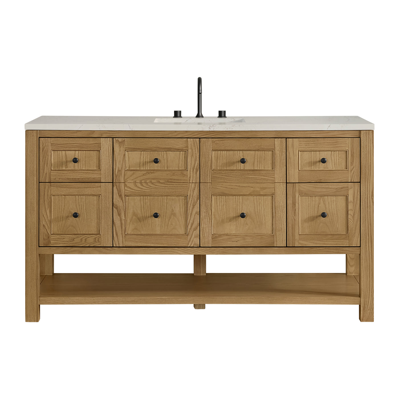 James Martin Breckenridge 60" Single Bathroom Vanity, Light Natural Oak with Siberian countertop