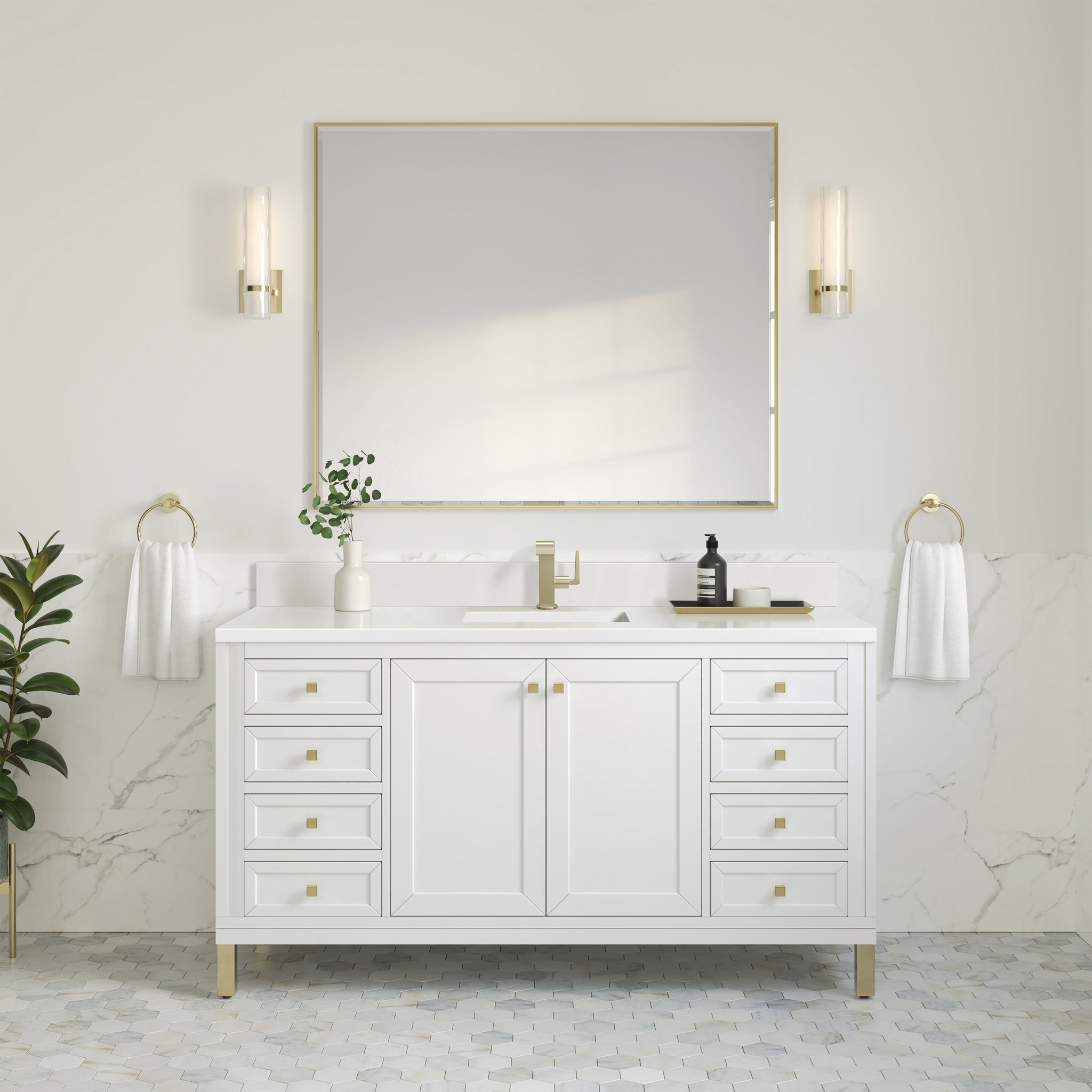 James Martin Chicago 60" Single Bathroom Vanity, Glossy White, view 39