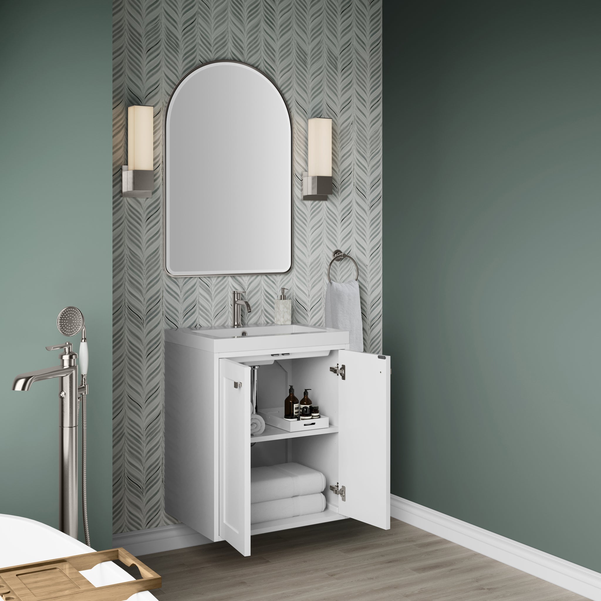 James Martin Chianti 24" Floating Single Bathroom Vanity, Glossy White, view 5