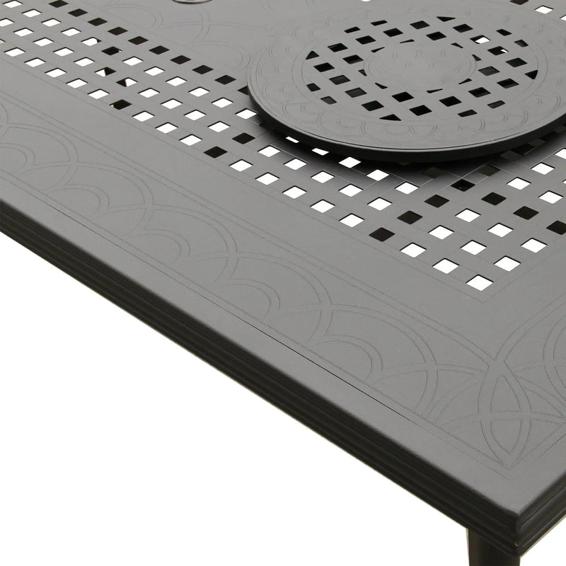 Aluminum Black 84-in Rectangle Large Patio Dining Table, Lazy Susans by Sharicks
