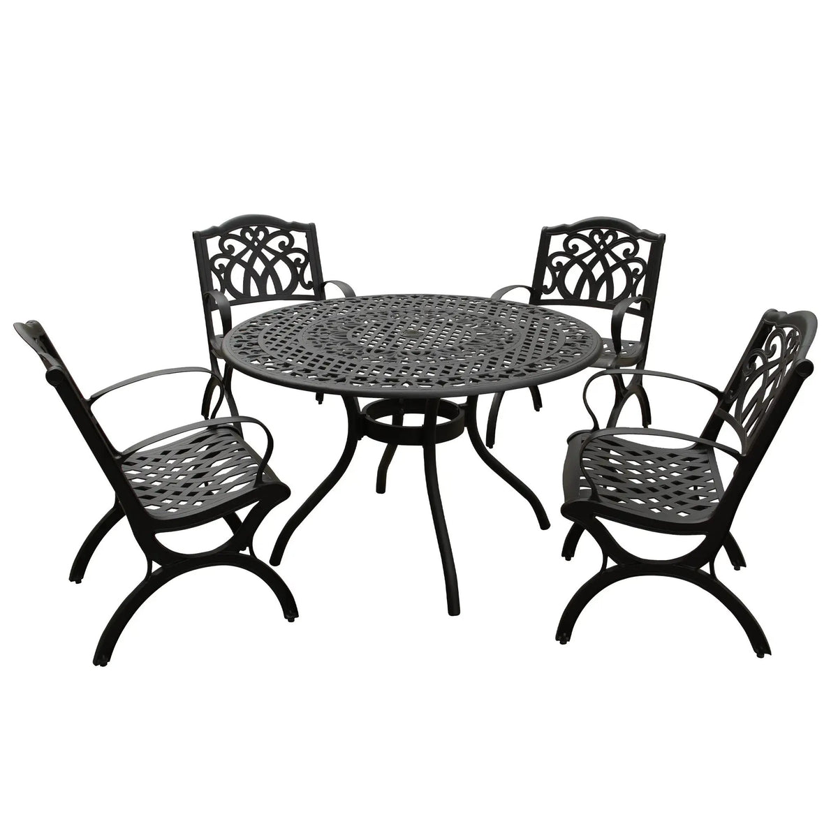 Outdoor Aluminum 5pc Round Patio Dining Set with Four Chairs by Sharicks