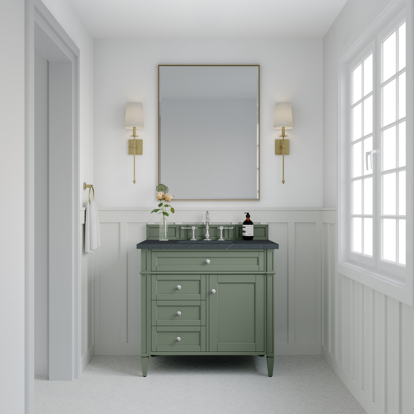 James Martin Brittany 36" Single Bathroom Vanity, Smokey Celadon, view 20