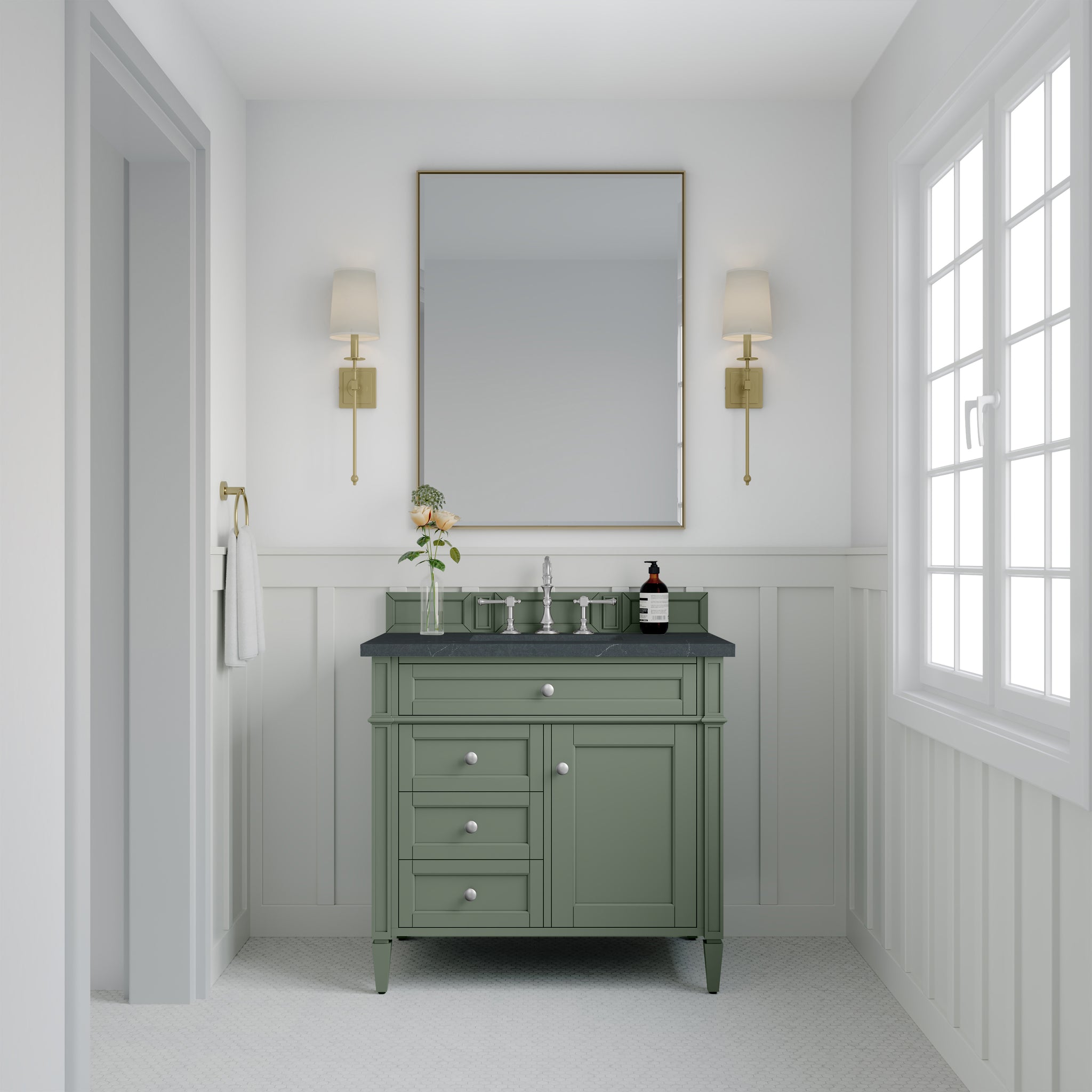James Martin Brittany 36" Single Bathroom Vanity, Smokey Celadon, view 20