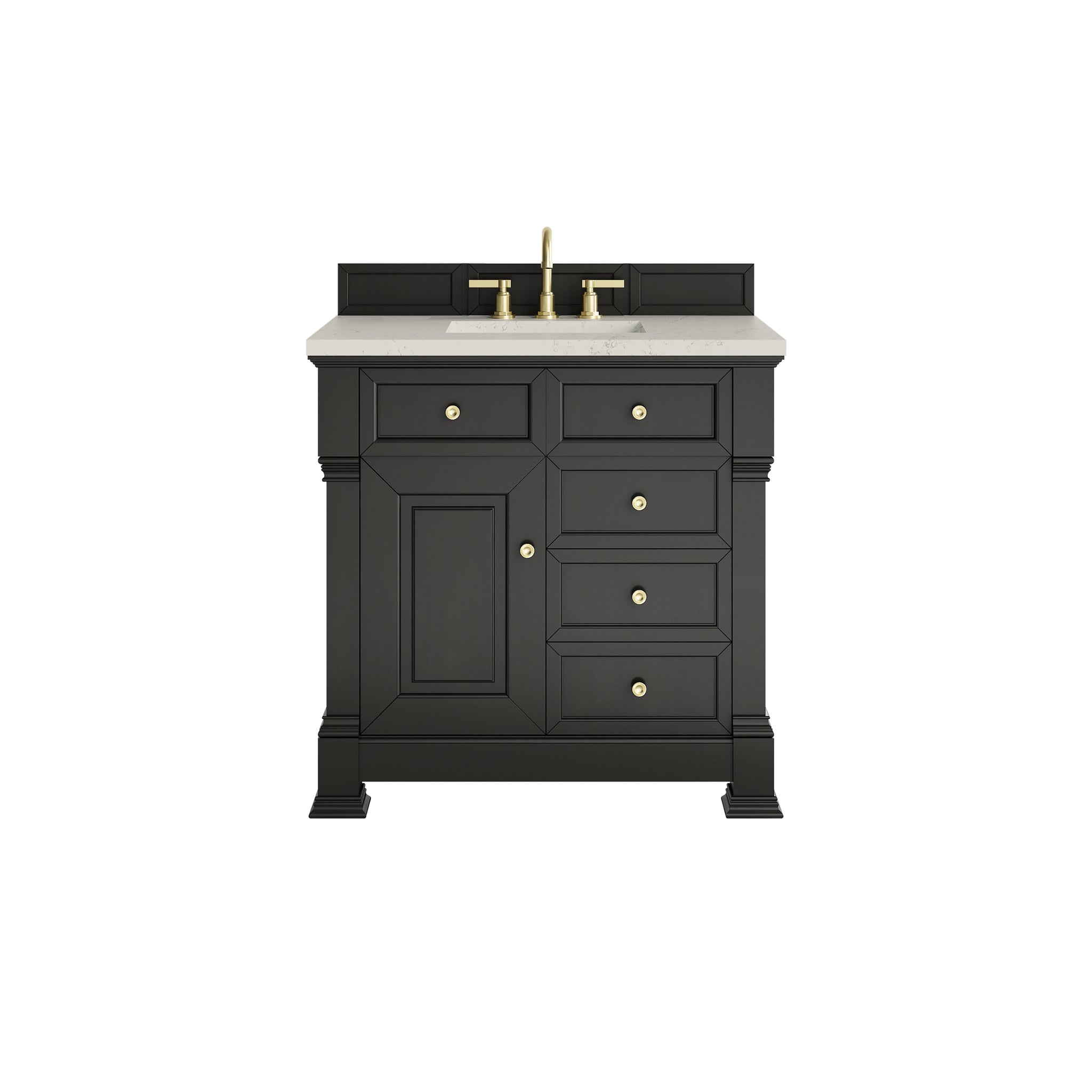 James Martin Brookfield 36" Single Bathroom Vanity, Black Onyx with Siberian countertop