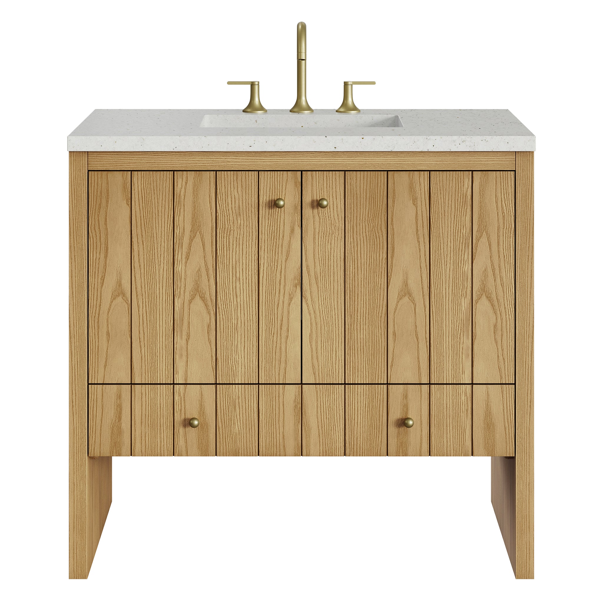 James Martin Hudson 36" Single Bathroom Vanity, Light Natural Oak with Lime Delight countertop