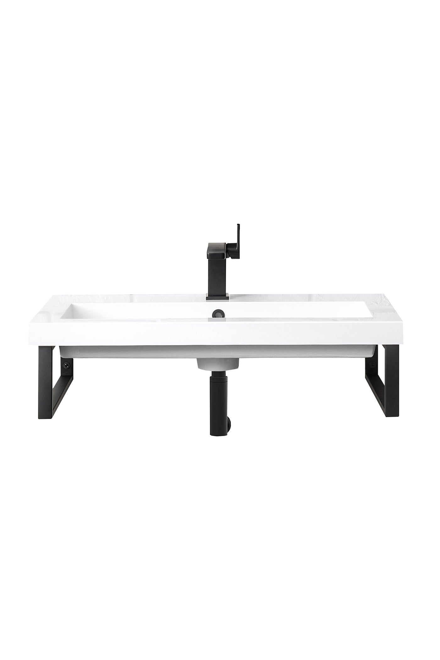 James Martin Boston 15.25" Floating Wall Bracket, Matte Black with White Glossy (31.5" Top) countertop