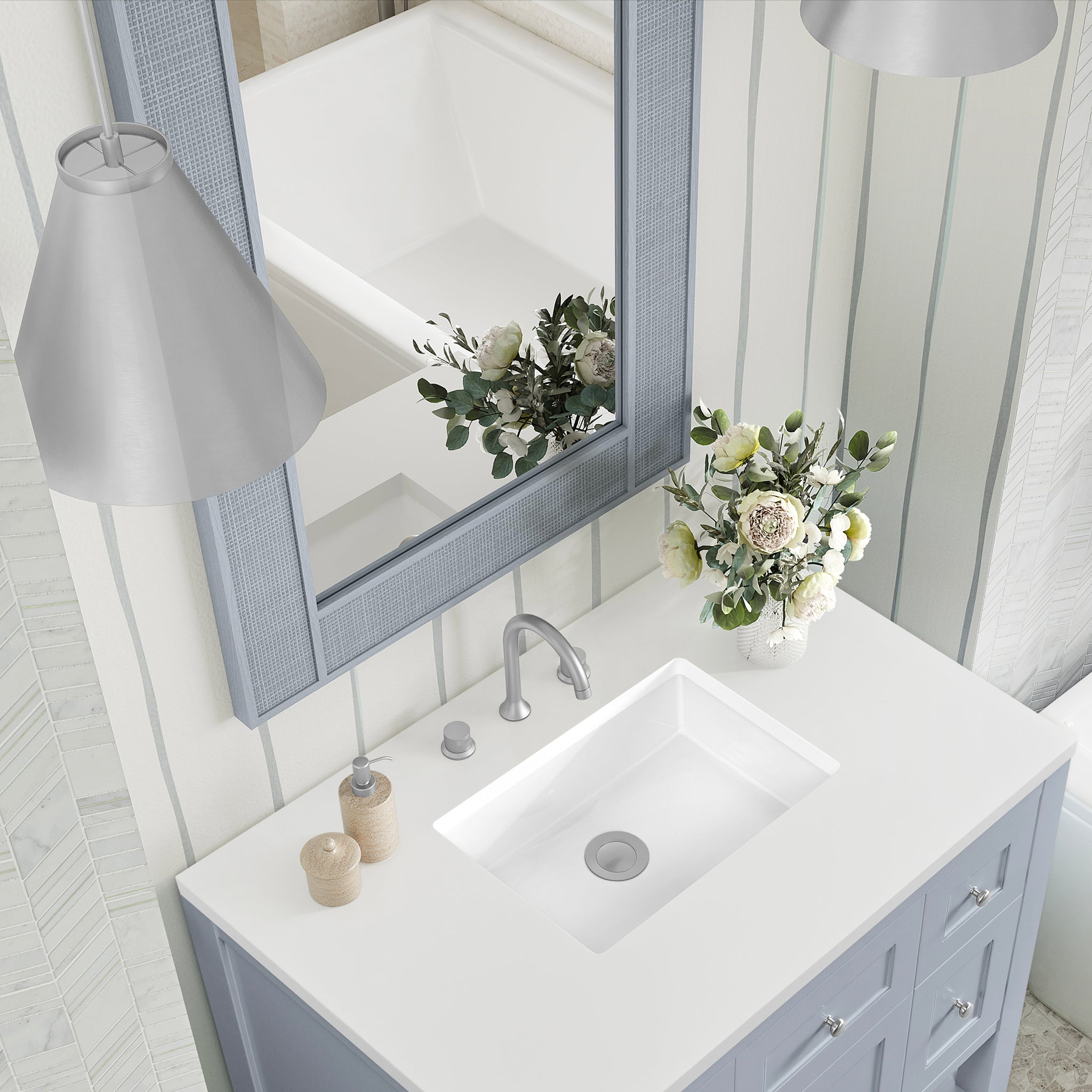 James Martin Solene 28" Mirror, Serenity Blue, view 4