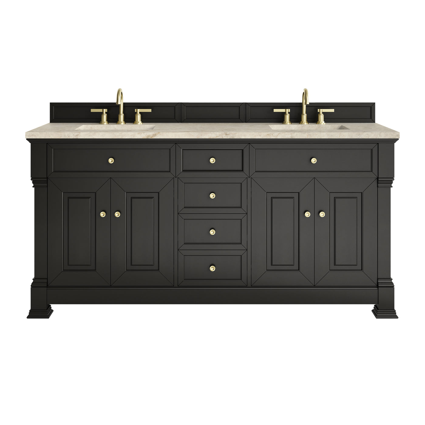 James Martin Brookfield 72" Double Bathroom Vanity, Black Onyx with Tajnar countertop