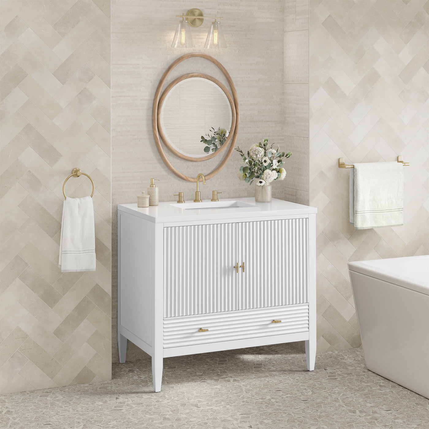 James Martin Myrrin 36" Single Bathroom Vanity, Bright White, view 36