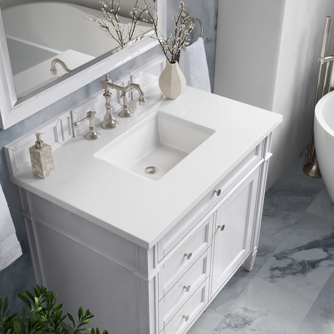 James Martin Brittany 36" Single Bathroom Vanity, Bright White, view 22